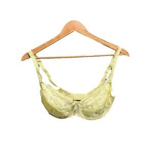 Marie Jo Yellow Limonada Balcony Vertical Seam Lace Unlined Women's Bra Size 32F